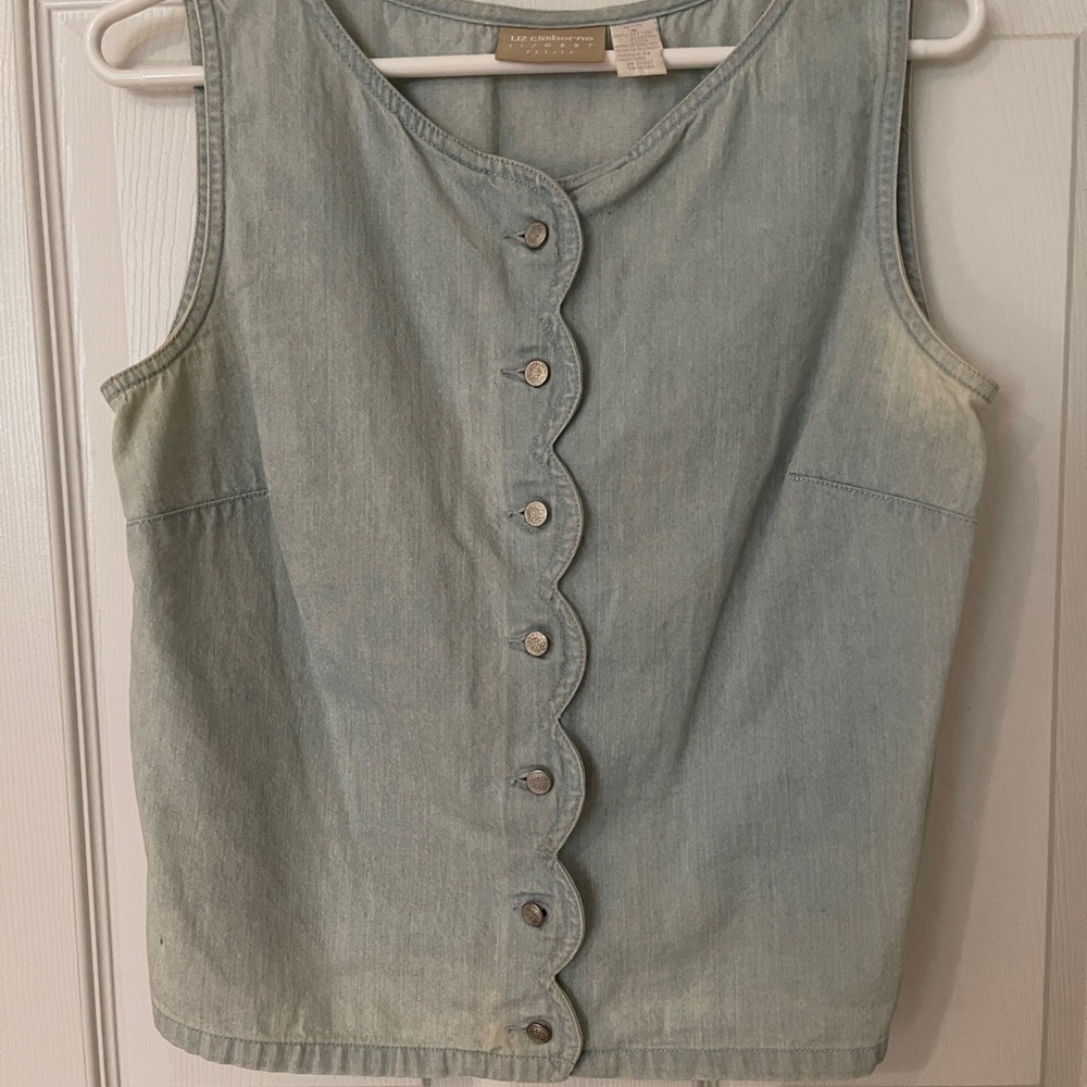 Liz Claiborne Lizwear Petite Denim Sleeveless Top
